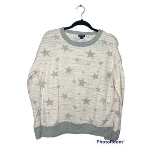 Splendid Long Sleeve Light Pink Grey Stars Print Pullover Sweatshirt Size M